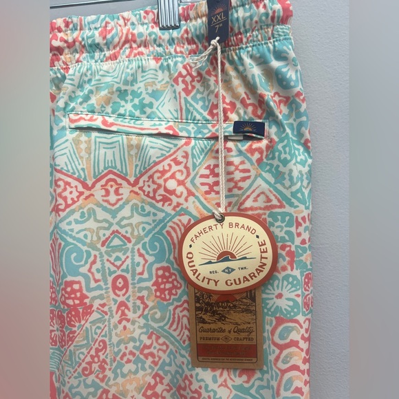 *New* Faherty Shorelite Active Swim Short Tropic Clay Print 7" Inseam, Size XXL - Picture 6 of 9